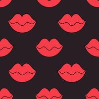 Seamless Red Lips Pattern Background Dark Red Lips Texture vector