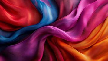 Vibrant Silk Fabric Flowing in Waves - Professional Image photo