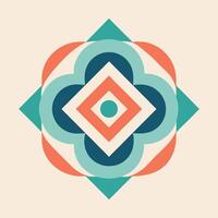 Abstract Geometric Pattern Design Teal, Coral, and Navy Blue Shapes vector