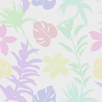 Hand drawn simple plants design with subtle brush texture seamless pattern vector