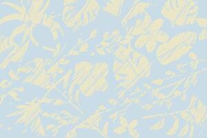 Hand drawn pastel simple plants design with subtle brush texture background vector