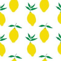 Lemon Citrus fruit on repeating seamless pattern. Background with yellow citrons. Rapport with yellow Lime plant with branch and leaves for wrapping, textile, paper, card, print, paper, label vector