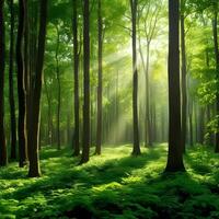 Whispers of Light in the Green Forest photo
