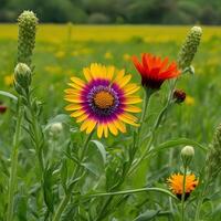 Bright colors in a field of flowers photo