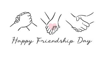 Celebrate Happy Friendship Day with this charming art featuring interconnected hands representing camaraderie and solidarity. the loving heart that emanates affection and harmony. vector