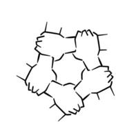 illustration featuring hands holding each other to form a circle, symbolizing unity and cooperation. This design embodies the essence of collaboration, harmony, and collective strength. vector