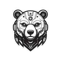 Bear head with a robot face on it vector
