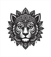 A tiger head with ornate patterns on it vector