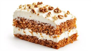 A Delicious Slice of Carrot Cake with Cream Cheese Frosting photo