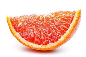 Fresh and juicy red mandarin citrus slice showcasing vivid color contrast photo