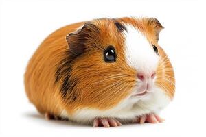 Charming small pet guinea pig captured in stunning white studio setting photo