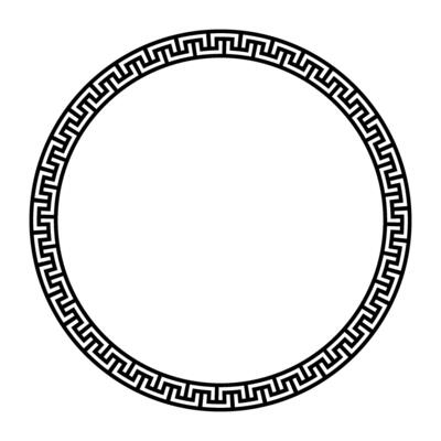 Round frame with greek, roman pattern. Circle of Roman Empire, Ancient Greece. Byzantine, Roman, egyptian, assyrian, greek motive. For ceramic, textile, embroidery, porcelain, engraving