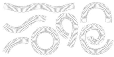 Minimal spring coil spiral icon collection in clean line style great for web graphics digital products seasonal branding educational materials and decorative design projects vector
