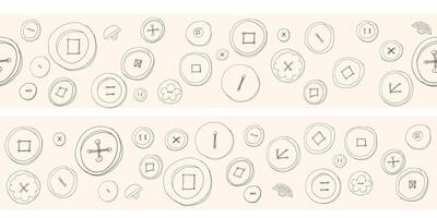 Hand drawn borders with doodle buttons for banner, card. vector