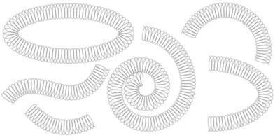 Spring spiral coil icon set with elegant line art perfect for modern design projects seasonal decorations minimal illustrations and creative visual elements for web or print vector