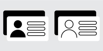 Identification card icon collection including driver license and ID templates in schematic line style for visual identity and document representation vector
