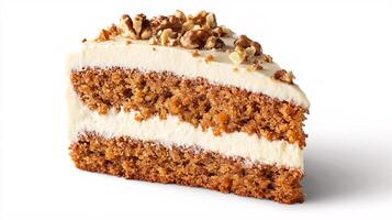 Moist Carrot Cake Served with Nutty Walnut Topping Under Natural Light photo