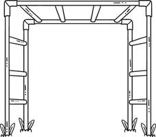 Playground Monkey Bars Isolated Coloring Page vector