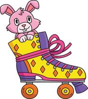 Roller Skate with a Bunny Peaking Out Clipart vector