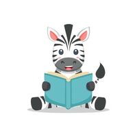Cute Zebra reading a storybook vector