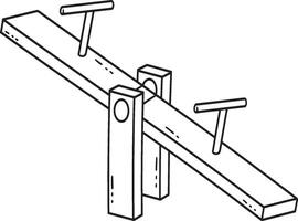 Playground Seesaw Isolated Coloring Page for Kids vector