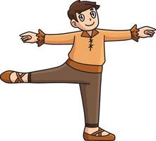 Ballet Danseur doing Fondu Cartoon Colored Clipart vector