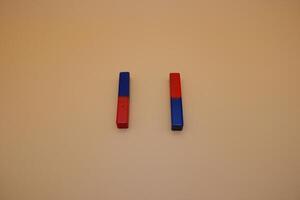 Close-Up of North and South Pole Bar Magnets photo