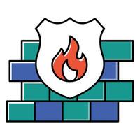 Digital Firewall Security Defense Icon Design, protection system, cyber safety, hacker defense, vector