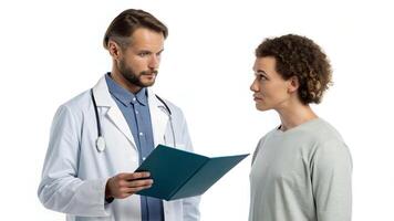 Doctor Explaining Diagnosis to Patient with Medical Record photo