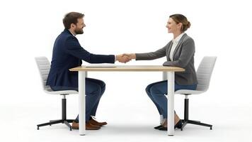 Business People Shaking Hands in Meeting at Desk photo