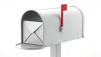 Mailbox with Letter Ready for Pickup and Red Flag Up photo