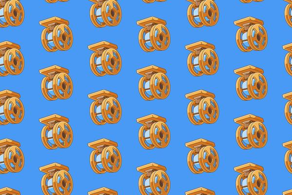 reel fishing equipment colorful seamless pattern on blue background. fishing rope roller reels doodle pattern wallpaper for fisherman, angling, fishing shop merchandise