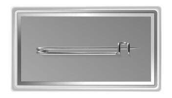 Close up of a blank horizontal metal badge with a closed safety pin, offering customizable space for logos or messages against a white background vector