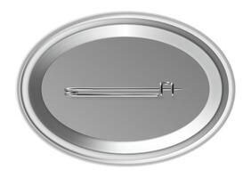 Oval shaped blank pin button badge featuring a metal pin back, isolated against a white background with a clean clipping path, offering a versatile template for design and branding vector