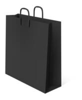 Black shopping bag positioned against a white background, embodying a minimalist and elegant retail concept that highlights simplicity and sophistication in consumerism vector