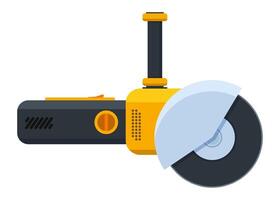 Angle grinder with abrasive disc cutting something, power tool using for metalworking, woodworking and construction, illustration isolated on white background vector