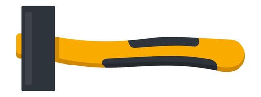Rubber mallet with fiberglass handle lying horizontally, featuring a striking surface and an ergonomic grip, ideal for construction, DIY, and various applications requiring a non marring impact vector