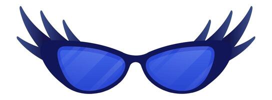 Stylish blue sunglasses with long eyelashes radiating summer vibes and a playful, fashionable attitude, perfect for adding a touch of whimsy to any summer outfit vector