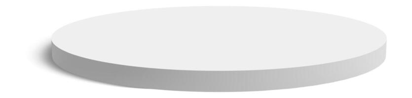 White round platform casting a soft shadow on a bright white background, creating an ideal space for product displays or minimalist scene compositions in modern design vector