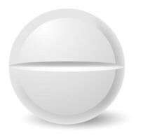 White round pill casting a soft shadow on a bright white background, symbolizing the realms of medicine, healthcare, pharmaceuticals, and various treatment options for ailments vector