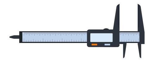 Electronic digital caliper measuring tool with a scale and a digital display showing measurements, isolated illustration on white background vector