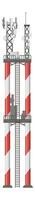 Telecommunication tower with antennas ensuring stable signal transmission and broadcasting over long distances, featuring a sturdy structure with platforms and a ladder for maintenance access vector
