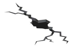 Earthquake creating a deep crack and large hole in the ground, splitting the earth's surface and resulting in significant damage and destruction from the natural disaster vector