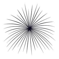 Radial thin black lines converging towards the center on a white background creating a starburst or sunburst effect, ideal for backgrounds and graphic design projects vector