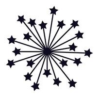 Several black five pointed stars are linked by straight lines to a central black circle, creating a beautiful radial pattern on a white background vector