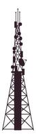 Silhouette of a telecommunication tower providing wireless communication services, symbolizing global connectivity and the advancement of technology vector