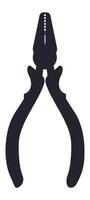 Black silhouette of pliers isolated against a white background, symbolizing craftsmanship and manual work in the realm of hardware tools, repair, and construction activities vector