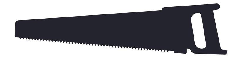 Black silhouette of a hand saw, a vital carpentry tool designed for cutting wood and various materials, isolated against a clean white background, highlighting its sharp blade and handle vector