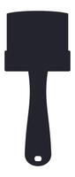 Simple black silhouette of a wide paint brush with wooden handle, ideal for painting walls, furniture and art projects, representing creativity and home improvement vector