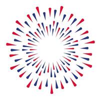 Red and blue stylized fireworks exploding creating a round frame, perfect for patriotic celebrations and festive events with copy space in the center vector